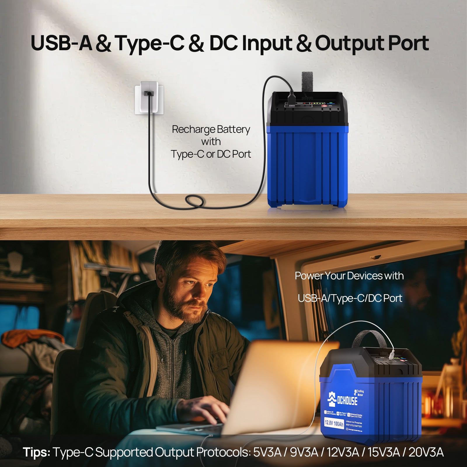 12V 100Ah 2.0 Portable Deep Cycle LiFePO4 Lithium Battery (Needs to be charged regularly)