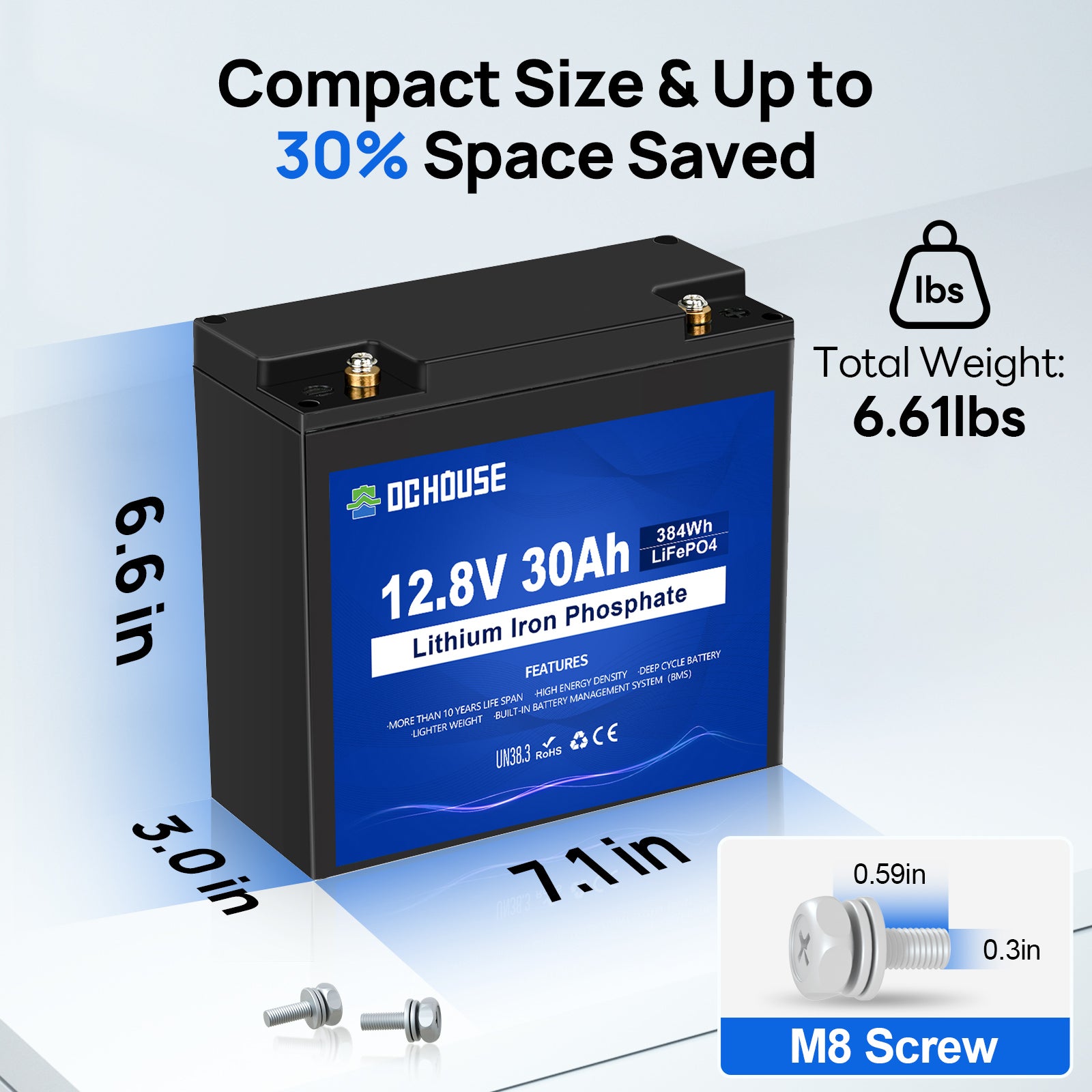 12V 30Ah Deep Cycle LiFePO4 Lithium Battery