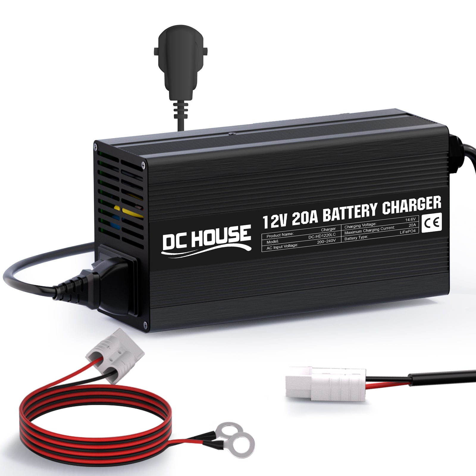 12V 20A AC-to-DC LiFePO4 Portable Battery Charger