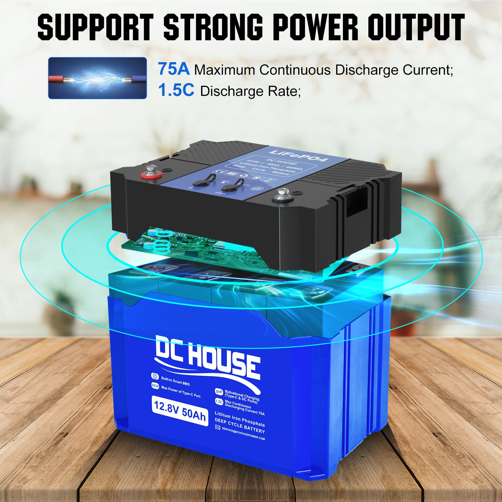 12V 50Ah Portable Deep Cycle LiFePO4 Lithium Battery