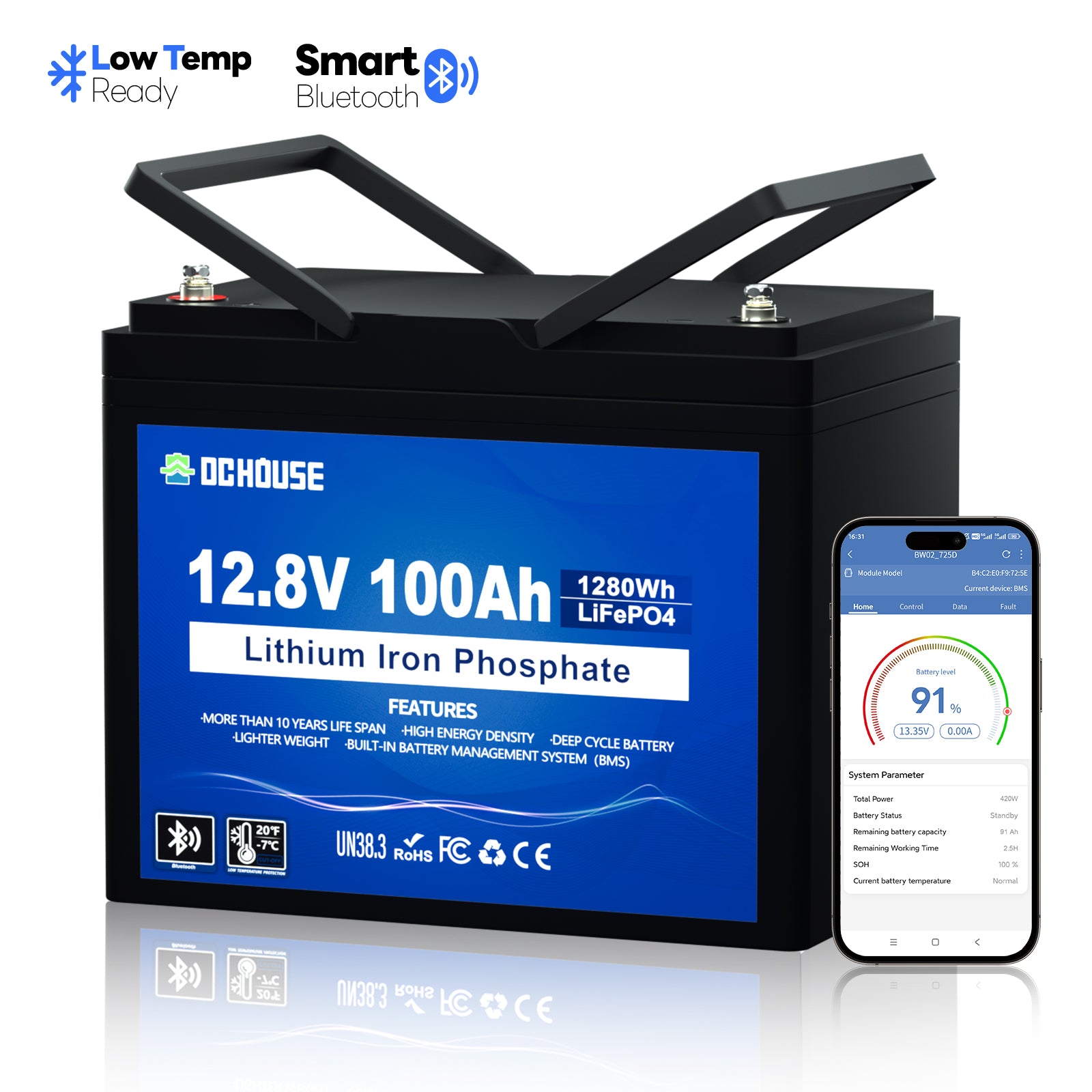 12V 100Ah Bluetooth & Low Temp Protection