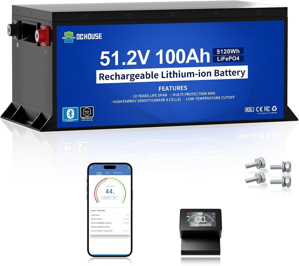 48V 100Ah LiFePO4 Bluetooth DC HOUSE Dependable 48V 100Ah LiFePO4 Metal Case Deep cycle Battery Golf Carts