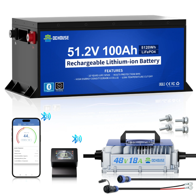 DC HOUSE Dependable 48V 100Ah LiFePO4 Metal Case Battery Charger Ideal Golf Carts